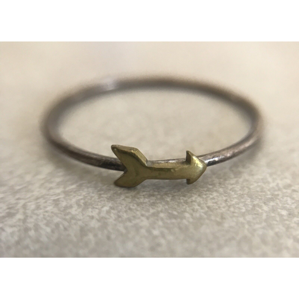 Vintage 925 Sterling Silver Brass Arrow Minimalist Hipster Ring Size 8